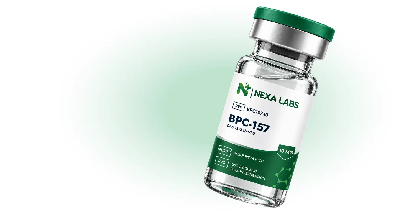 Nexa Labs BPC-157 vial, 10 mg, on a white background